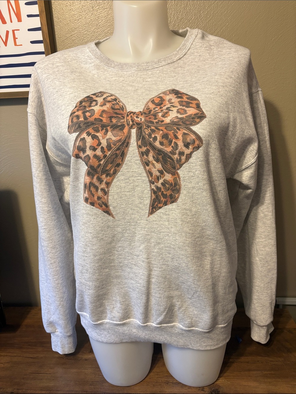 Leopard Bow Crew Neck